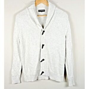 Express Men's Toggle Cardigan Sweater Light Grey Knit Grandpa Shawl Sz Small NEW